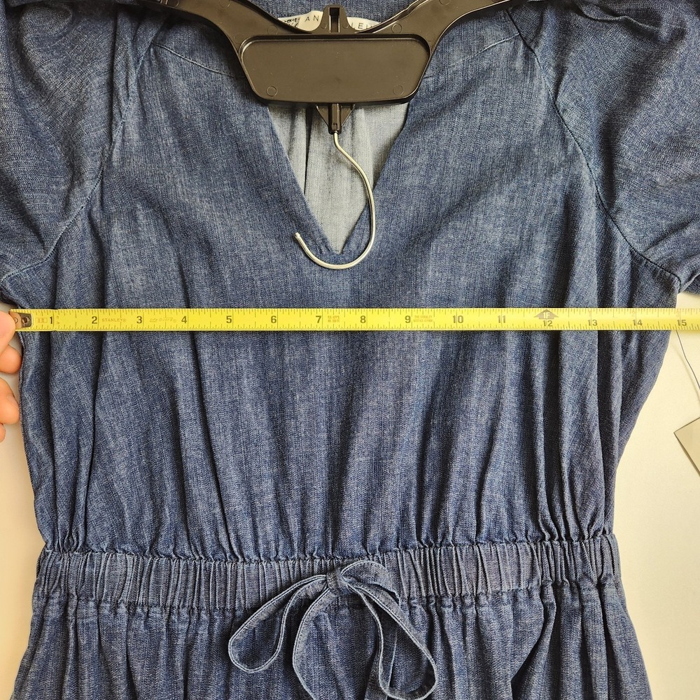 Anne Klein Jeans Puff Sleeve Tiered Denim Midi A Line Dress Womens Size XS NWT - Picture 6 of 8